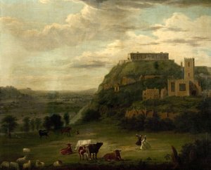 Vista, de, nottingham, castelo, com, st. Nicholas, "Church, e, casas, c.1742-50 de Paul Sandby